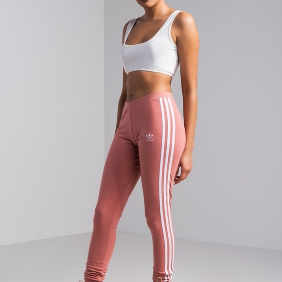 adidas originals three stripe leggings in pink